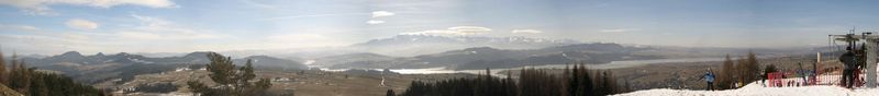Panorama z góry Wdżar na Tatry i Pieniny